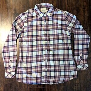3/$30 Dickies Women's S 100% Cotton Flannel Plaid Button Down Collared Shirt